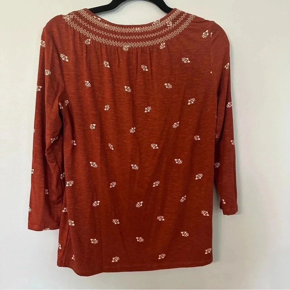 Daniel Rainn Women's 3/4 Sleeve Rust & Cream Leaf Design Blouse Size XS NWT - Picture 9 of 9